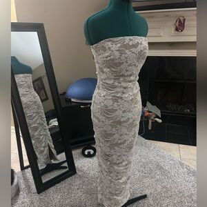 White Lace Strapless Dress